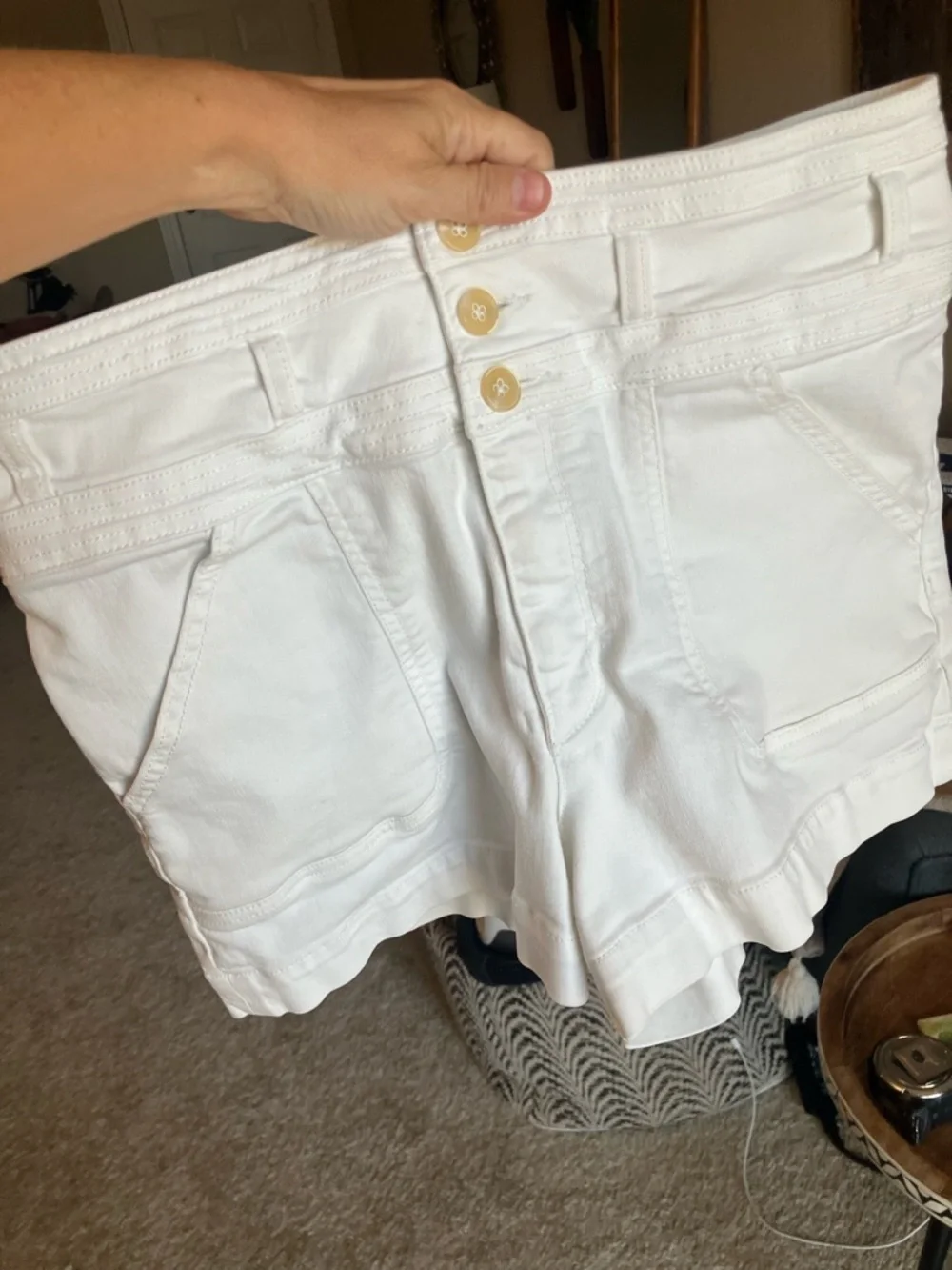 Anthropologie White High-Rise Denim Shorts - Picture 7 of 14